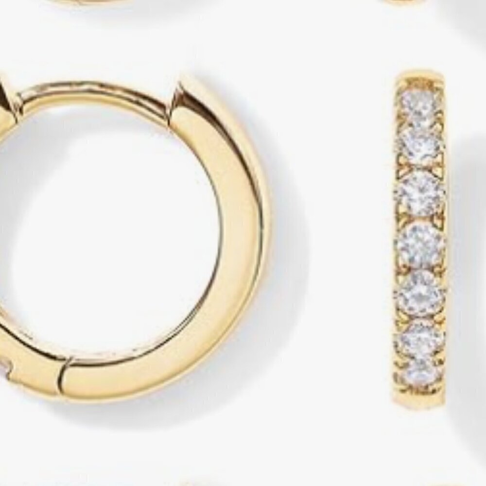 18K Gold Plated 925 Sterling Silver Post - Small Gold Hoop Earrings Set - 12mm
